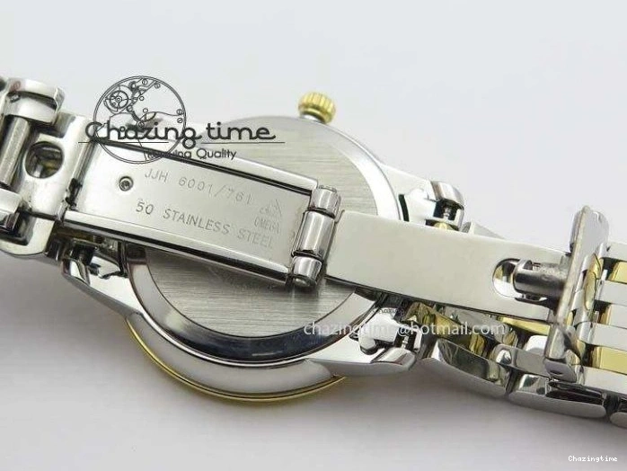 0503 OnTrend De Ville 27mm SS YG Ladies MK 1:1 Best Edition White MOP Dial Diamond Markers On SS Bracelet Ronda Quartz 8187
